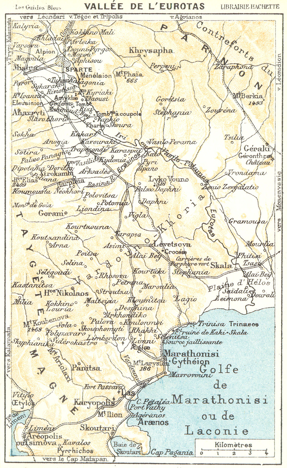 GREECE. Sparte & vallée de L'Eurotas valley. Githio Sparta 1956 old map